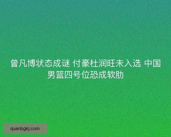 曾凡博状态成谜 付豪杜润旺未入选 中国男篮四号位恐成软肋