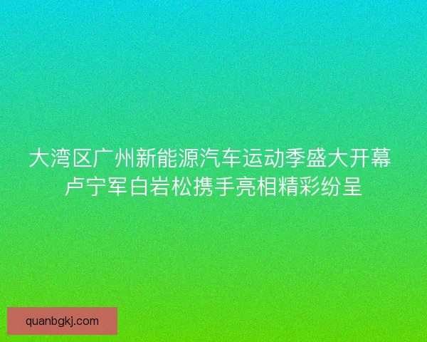 大湾区广州新能源汽车运动季盛大开幕 卢宁军白岩松携手亮相精彩纷呈