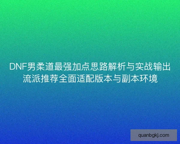 DNF男柔道最强加点思路解析与实战输出流派推荐全面适配版本与副本环境 DNF男柔道最强加点思路解析与实战输出流派推荐全面适配版本与副本环境