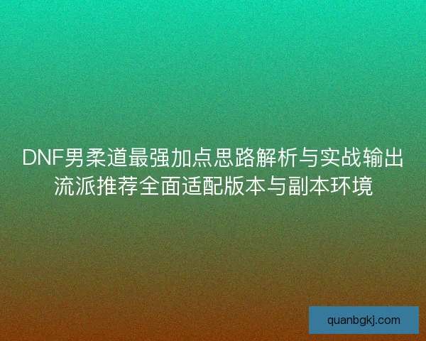 DNF男柔道最强加点思路解析与实战输出流派推荐全面适配版本与副本环境 DNF男柔道最强加点思路解析与实战输出流派推荐全面适配版本与副本环境